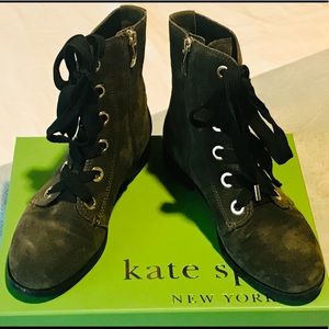 Kate Spade forest green suede combat/moto boots